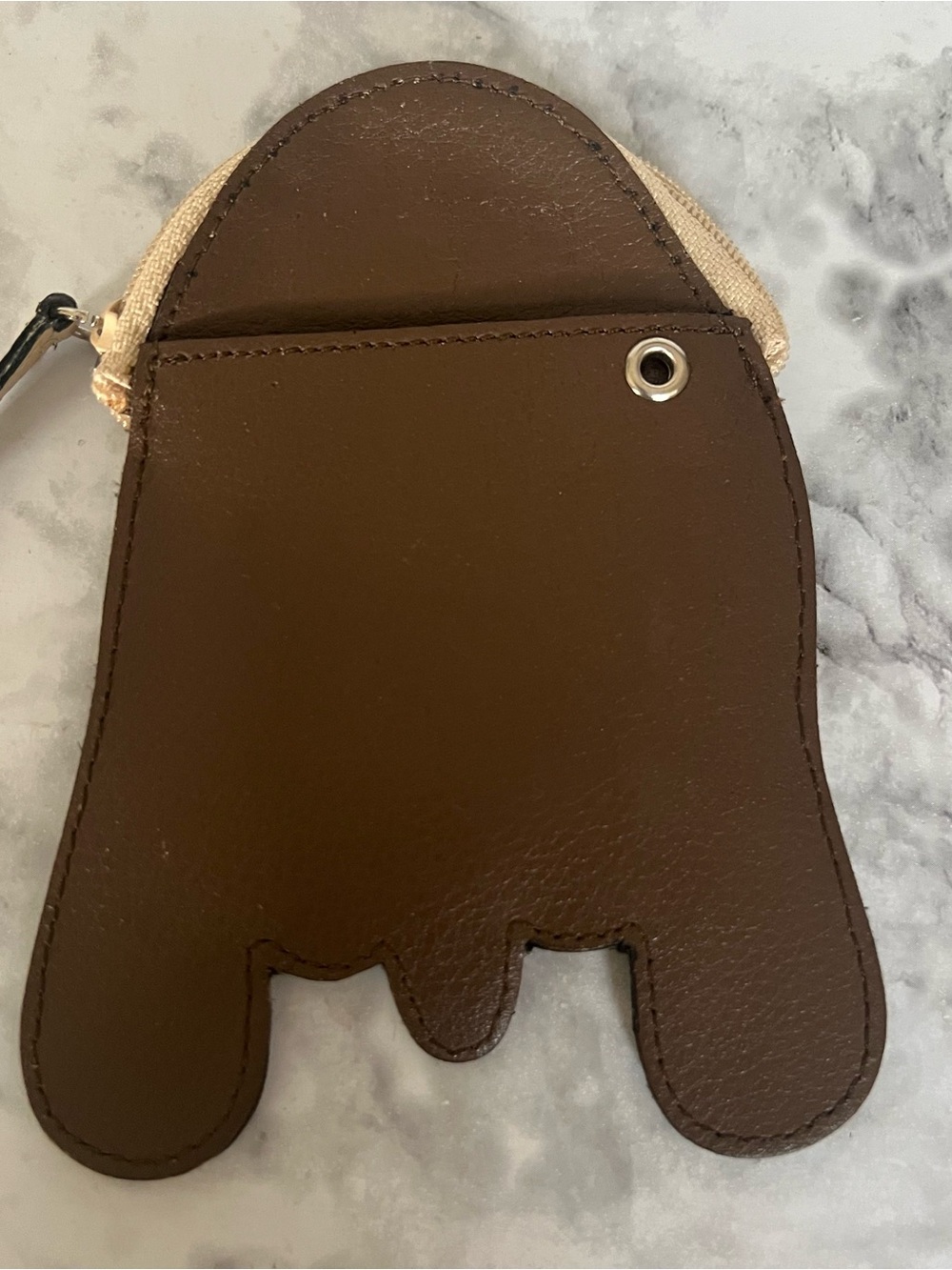 Dog Face Zipper Pouch - Brown and Cream - Picture 2 of 5